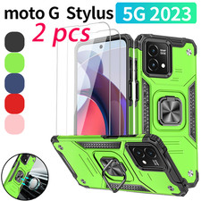 For Motorola Moto G Stylus 5G 2023 Case Ring Cover Shockproof 2xTempered Glass