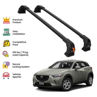 Black Premium Roof Rack Cross Bars For Mazda Cx3 2015 Up