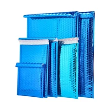 100 Glamour Metallic Blue Poly Bubble Mailers Envelope Bag 13.75"x11" Extra Wide