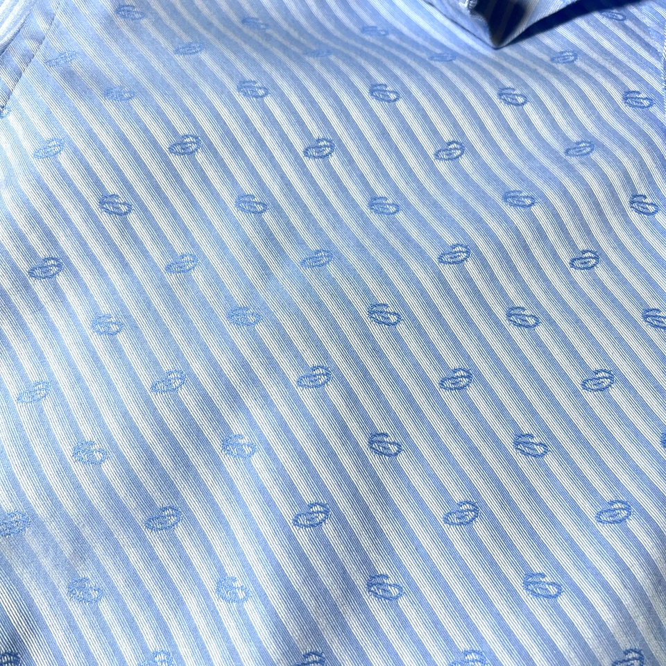 Bugatchi Uomo Mens Diagonal Strip Paisley Dress Shirt Blue Size EU 40 US 16 - Image 4 of 4