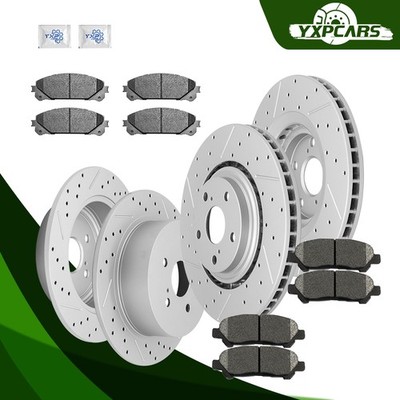 Front Rear Disc Rotors Ceramic Brake Pads Kit for 2008 - 2014 Toyota Highlander
