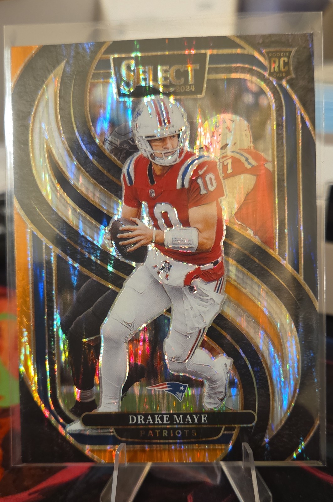 2024 Panini Select - Premier Level Drake Maye #113 Black & Orange Shock Prizm...