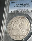 1859-S $1  (one dollar)  **Seated Liberty Silver Dollar PCGS   XF--Detail