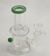Glass Water Pipe 6" | Heavy Perc Bent Tube | Assorted Colors | 14mm Joint