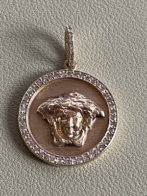 10K massiver Gelbgold echter Diamant Medusa Anhänger
