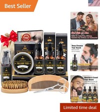 All-In-One Beard Care Set: Wash, Oils, Balm Tools - Perfect Gift for Him