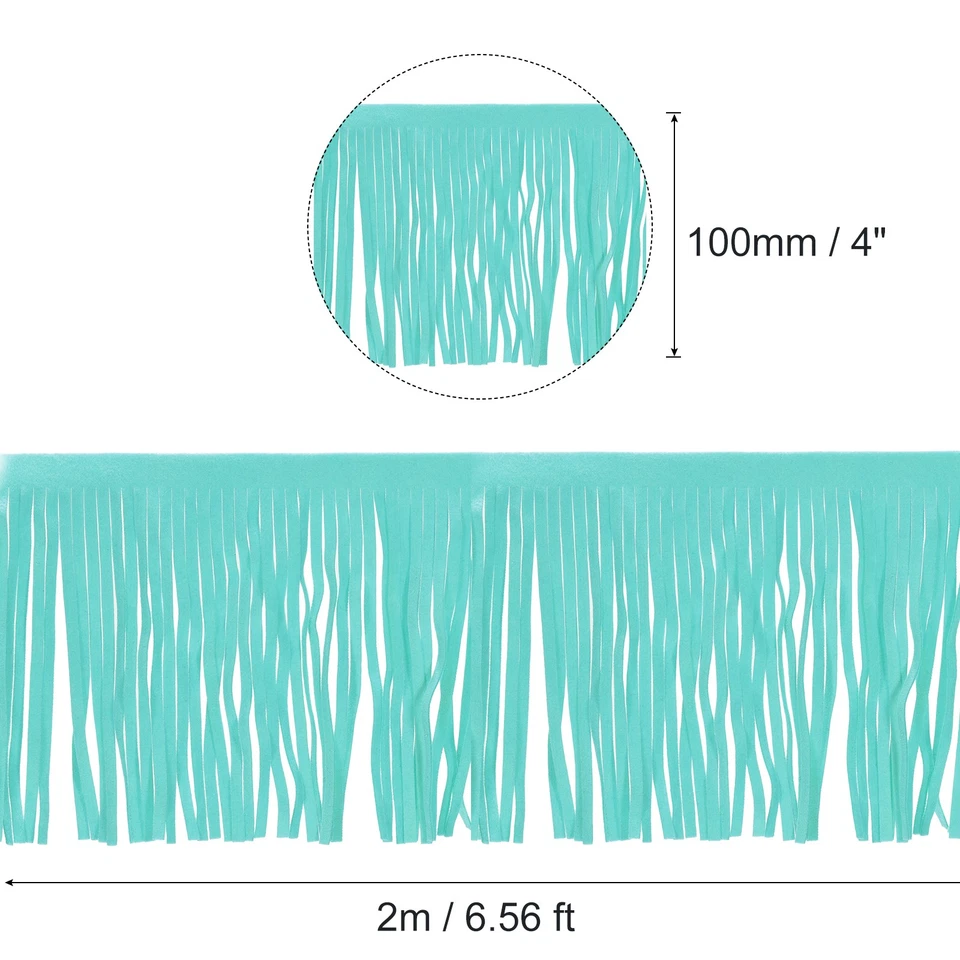 2 Meter 4" PU-Leder Fransenborte Doppelseitige Nähen Quasten Fransen, Seeblau - Bild 2 von 4