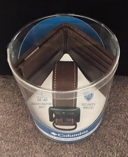 Columbia Men's Belt RFID Wallet Boxed Gift Set Brown Size L MSRP 60 New