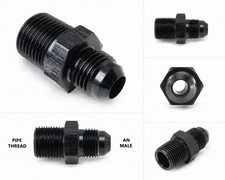 -6 AN Male to 1/2 NPT Male Straight Adapter Fitting | Black Aluminum | USA Made