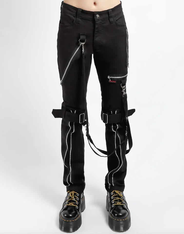 Pantalones Tripp NYC Bondage Cremallera Negros Unisex 32 Gótico Grunge Rave Punk Rock Emo Foto 2 de 4