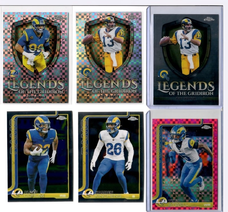 2025 Topps Chrome LA Rams 6-Card Lot Blake Corum RC Kamren Kinchens RC Warner