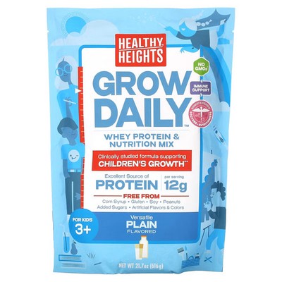 2 X Healthy Heights, Grow Daily, Whey Protein & Nutrition Mix, For Kids 3+, Plai