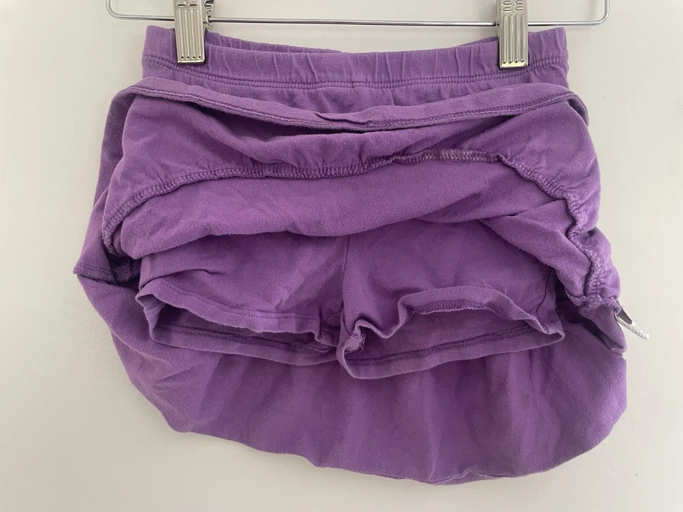 TCP 儿童女孩纯色紫色分层 100% 棉弹性腰拉短裙 S 5/6 — 第 3/4 张图片