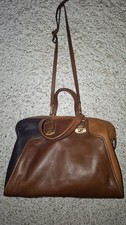 Borsa Fendi Vintage Vera Pelle Marrone Tricolore A Mano E Tracolla Made In Italy