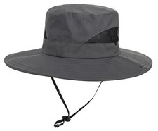 Kids Sun Hat UPF50 Sun Protection Bucket Hat Wide-Brim 5-10 Years Dark Grey