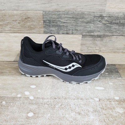 Saucony Aura TR Mens Shoes Sz 8.5 Athletic Running Black Gravel Lace Up Sneakers