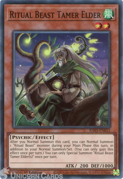 RA03-EN012 Ritual Beast Tamer Elder : Super Rare 1st Edition YuGiOh Card