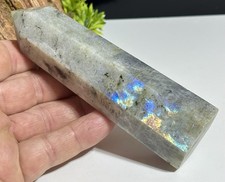 Large 13.3cm Rainbow Labradorite Flashy Moonstone Tower Crystal Point Stone 255g