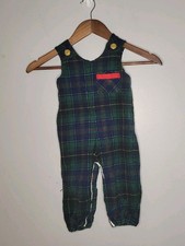 Vintage Overalls Kids Size Est. 12M Corduroy 90s Unbranded Plaid Toddler Overall
