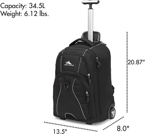 High Sierra Freewheel Wheeled Laptop Backpack, Black, One Size Size, Black - 第 3/5 張圖片