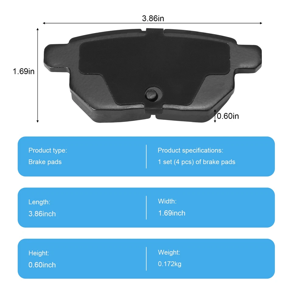 Pastillas de freno traseras de cerámica con herrajes para Toyota Corolla Matrix Yaris Scion xB tC Foto 3 de 3