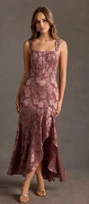 Azazie Saskia Vintage Rose Maxi Dress Size 14 Custom NWT