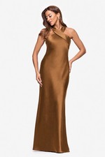 Xscape Brown Satin Halter Gown SZ 10 NWT Formal Evening Dress GALA MOB Black tie