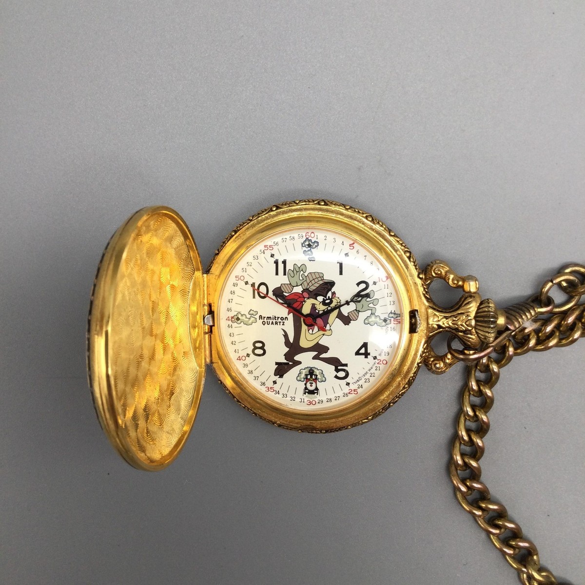 Vintage Armitron Tasmanian Devil Pocket Watch Mens 41mm Train