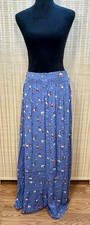 Floral Maxi Skirt Blue Full Button-Up Boho Western Prairie Peasant Milkmaid