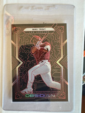 Mike Trout 2022 Chronicles Obsidian Electric Etch Red SSP /25 Card Angels
