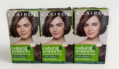 (3 Pack) New Clairol Natural Instincts Semi-Permanent Hair Color, 6C Light Brown