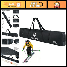 Padded Waterproof Ski Travel Bag with Adjustable Strap - Fits 170cm  185cm Skis