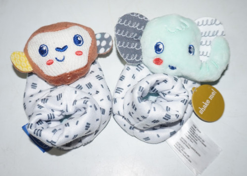 Infantino Monkey Elephant Infant Baby Foot Rattle Booties  0+m