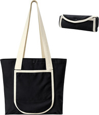 1/3/6 Pcs Canvas Tote Bag with External Pocket, Foldable Duty Reusable Grocery S