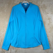 Sigrid Olsen Golf  Tennis Turquoise Blue Full Zip Jacket Womens XL Performance