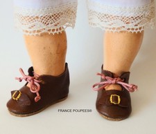 Chaussures Bleuette cuir 4cm pour poupée ancienne Française Allemande du XIXème