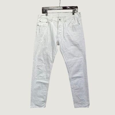 Dries Van Noten Jeans 32X30 White Cotton Denim Minimalist Designer Straight Leg
