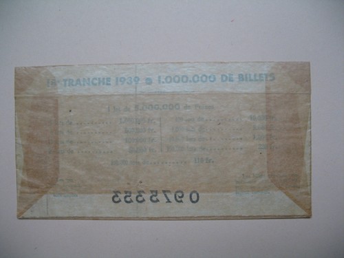 Billet de la Loterie Nationale année 1939 18 ème tranche TTB - Picture 2 of 2