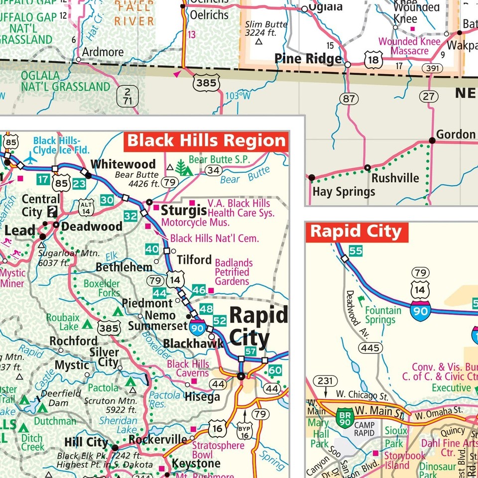 Rand McNally Easy to Fold North Dakota, South Dakota Laminated Map eBay