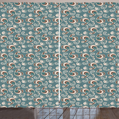 Brown und Blau Rustikale Gardine Vintage abstrakte