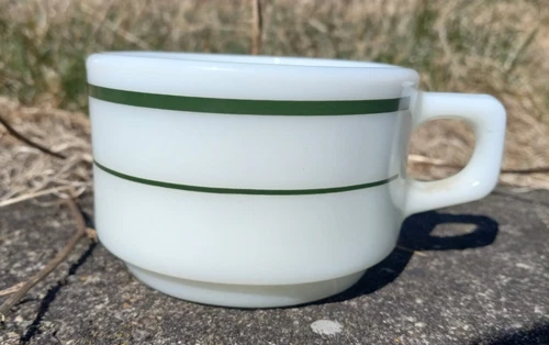 Vtg Pyrex Tableware Corning Green Stripe C.G.I 100 Mug Coffee HTF Airline Plane