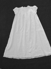 Vintage Antique Long White Batiste Baby Gown Delicate lace Retro handmade up 18m