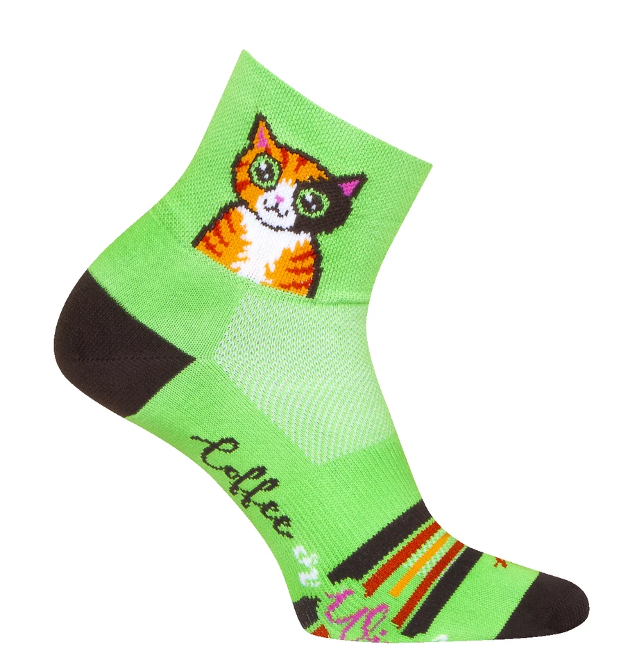 Calcetines - SockGuy - Cat Buzz Green L/XL 3" Clásico Ciclismo/Correr NUEVO Foto 2 de 4
