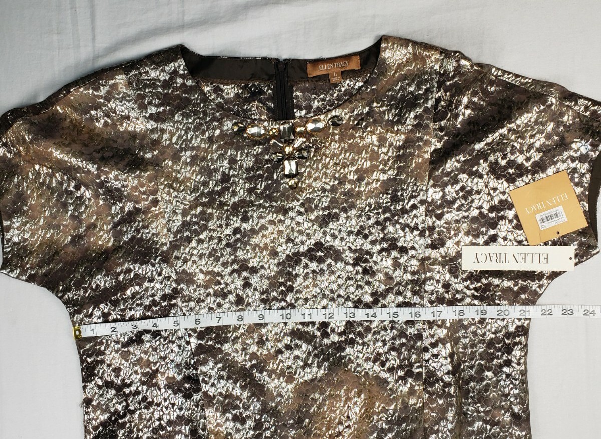 Ellen Tracy Women's Brown & Gold Metallic Dress Without Belt Size Large | eBay Ellen Tracy Women's Brown & Gold Metallic Dress Without Belt Size Large | eBay
