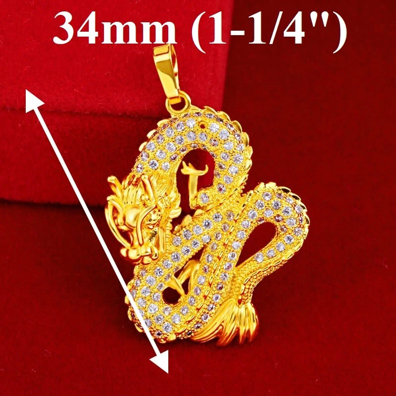 Ожерелье дракон 18 дюймов женское циркониевое заполненное золотом 24 карата чистое серебро D921 - Изображение 2 из 4