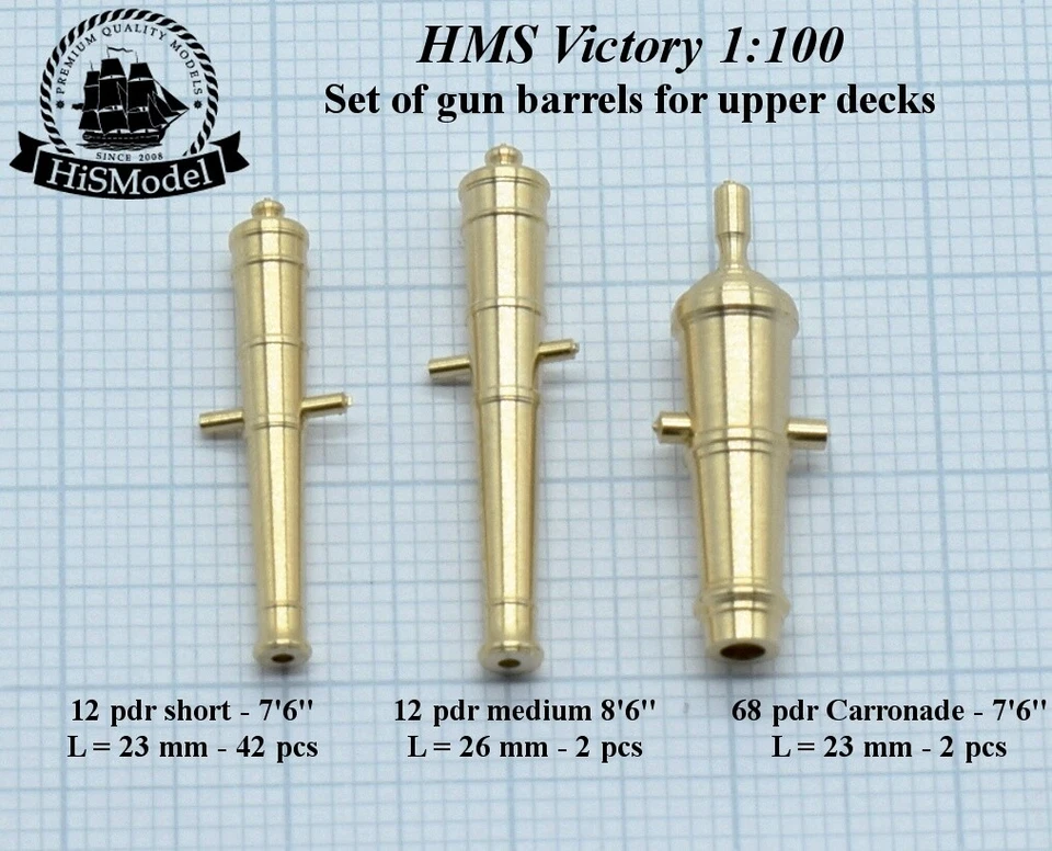 Heller HMS Victory 1:100 - complete set of 104 brass guns - Bild 2 von 4