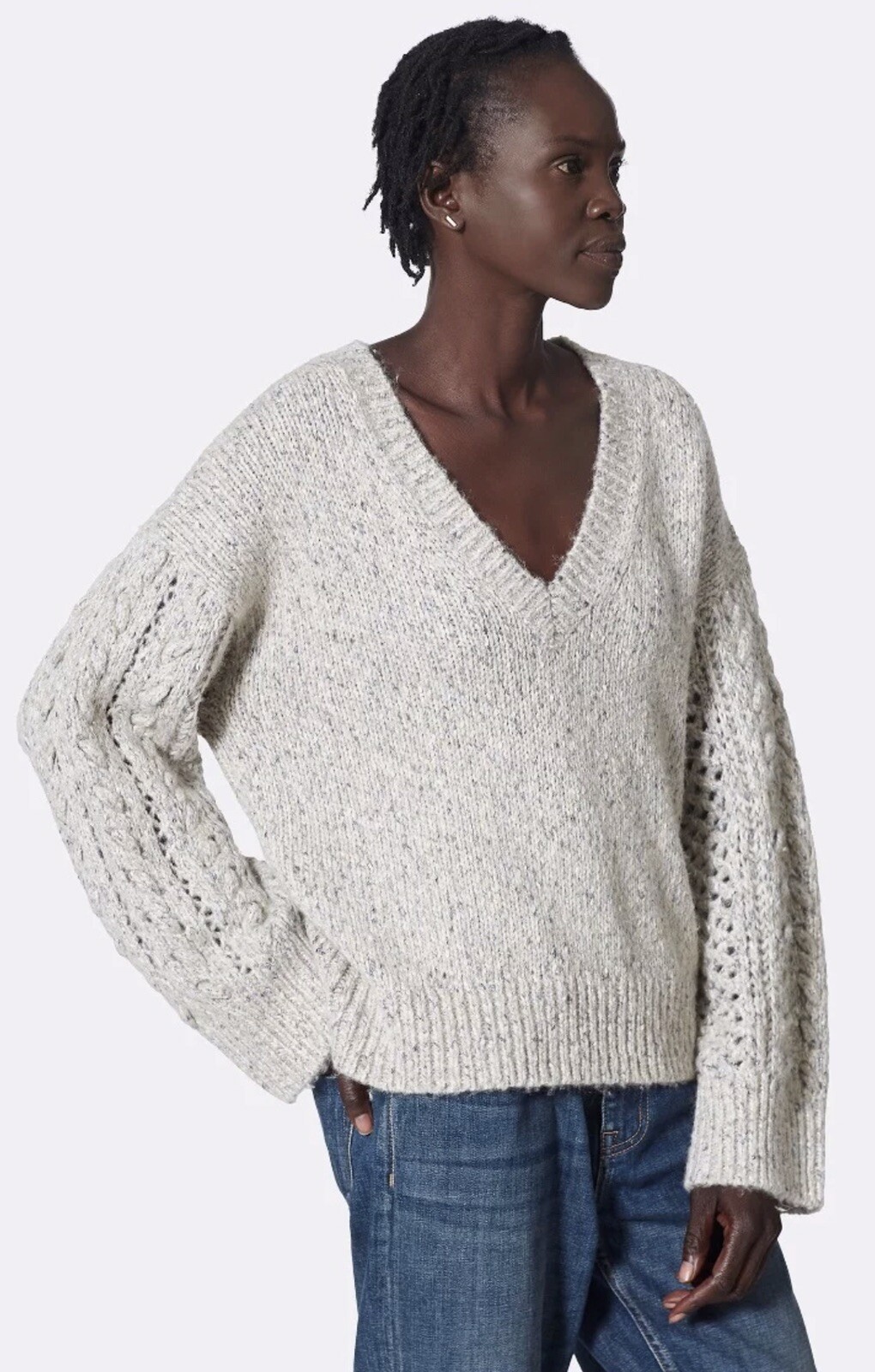 JOIE Milani V-neck Cable-knit Sweater 