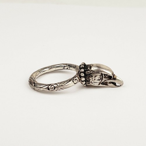 Gucci Aged Silver Ring with Eagle Head and \