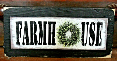Wreath Primitive Rustic Farmhouse Wooden Sign Block Shelf Sitter 2.5 X 5.5