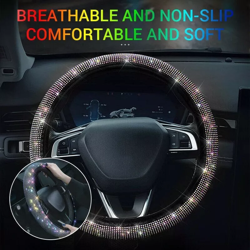 Colorful Crystal Bling Rhinestone Car Steering Wheel Cover